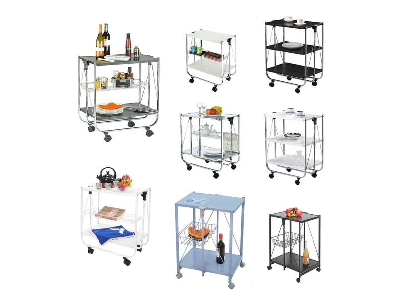 Iron board foldable food trolley
