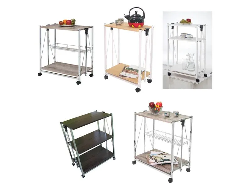 Food trolley cart  with square pipe and wooden board