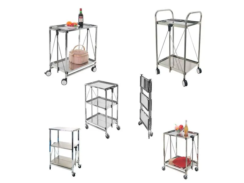 Foldable stainless steel trolley with wheels