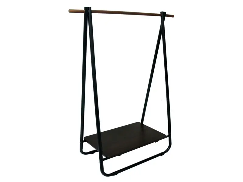 A Shape Single Bar Clothes Rack with Bottom Board