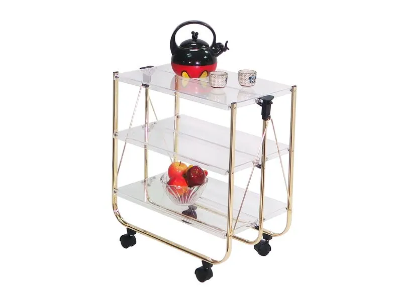 Acrylic board 3 tier foldable trolley