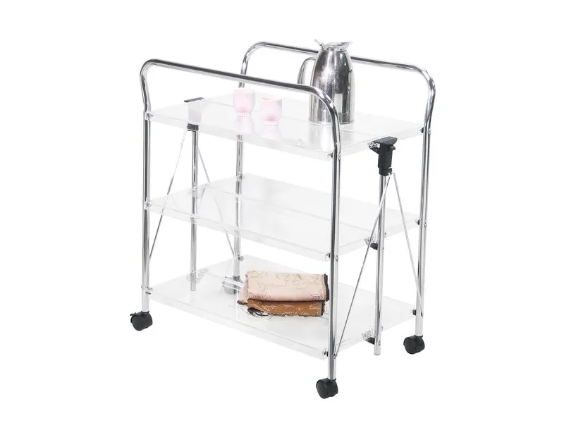Acrylic board 3 tier foldable trolley with handle frame