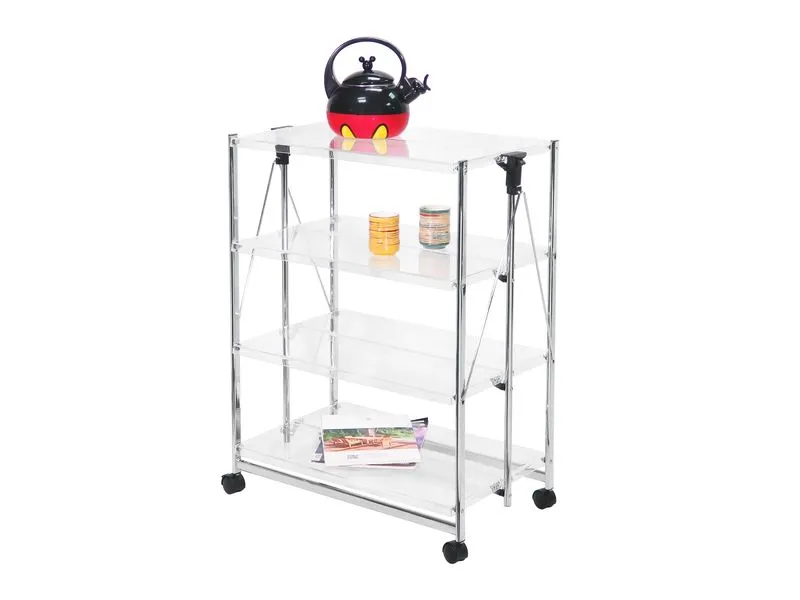 Acrylic board 4 tier foldable trolley