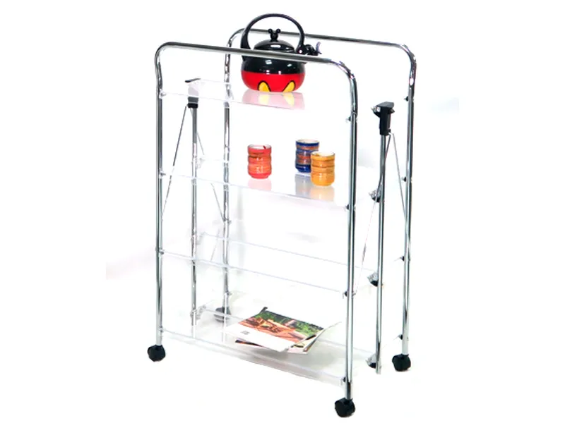 Acrylic board 4 tier foldable trolley with handle frame