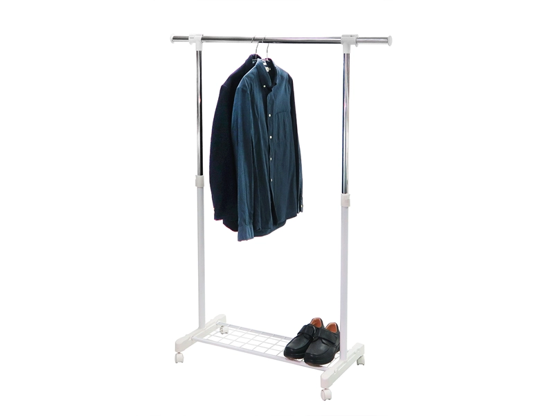 Single bar clothes rack with bottom iron mesh