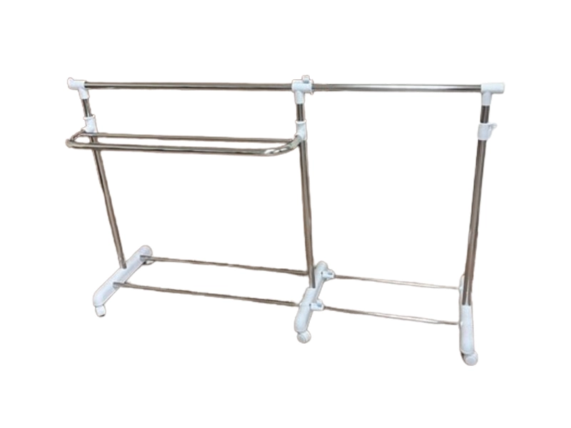 Single Bar Extendable Clothes Rack with Towel Shelf