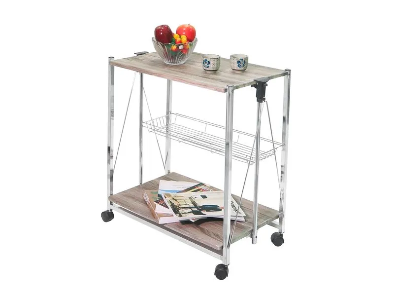 Square pipe wooden board 2 tier foldable trolley