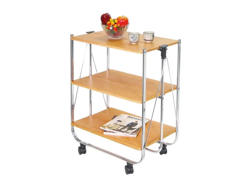 Wooden board 3 tier foldable trolley