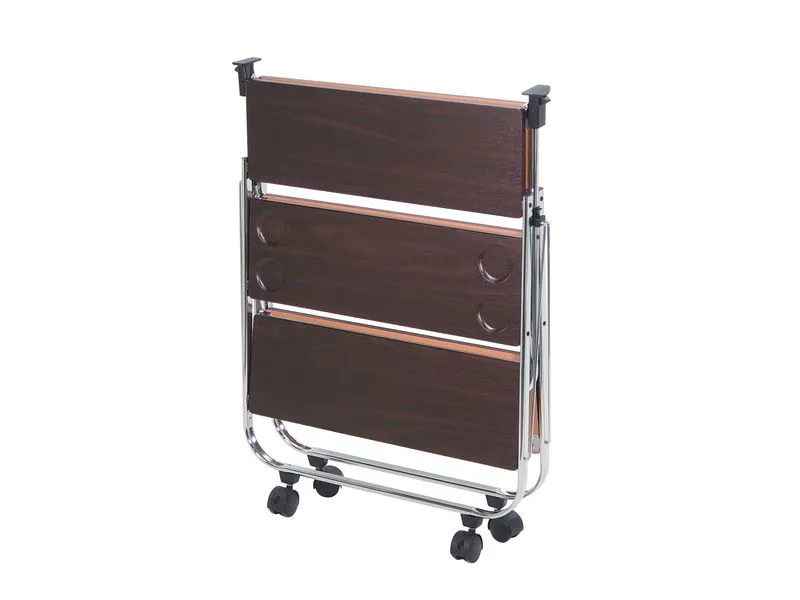 Wooden board 3 tier foldable trolley with cup slots